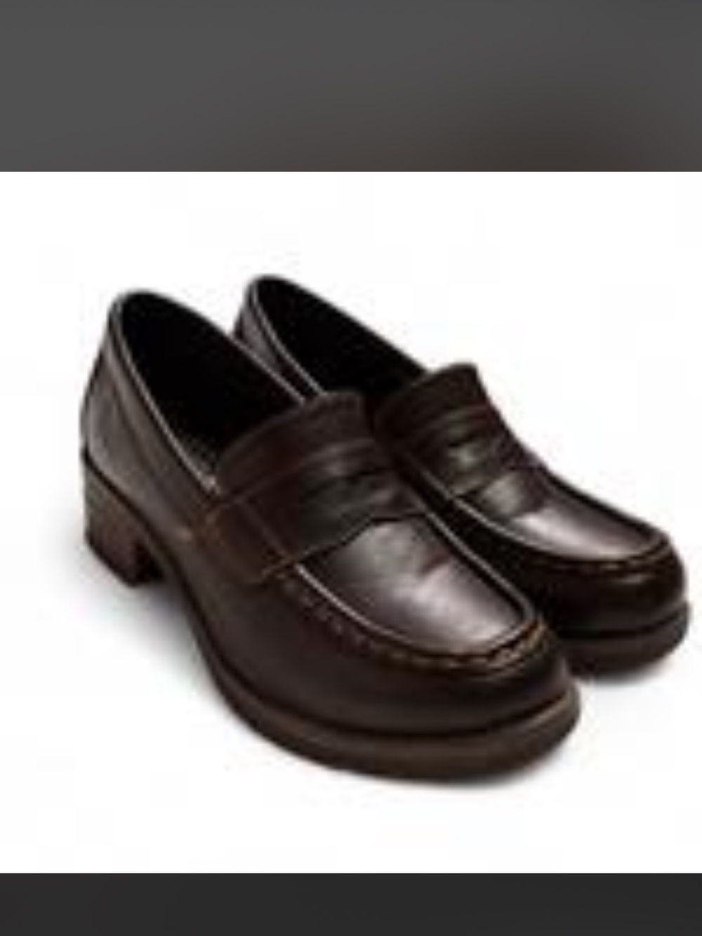 EASTLAND-Women's Holly Penny Loafers in brown with a chunky block heel- Size:6.5 - Picture 2 of 8